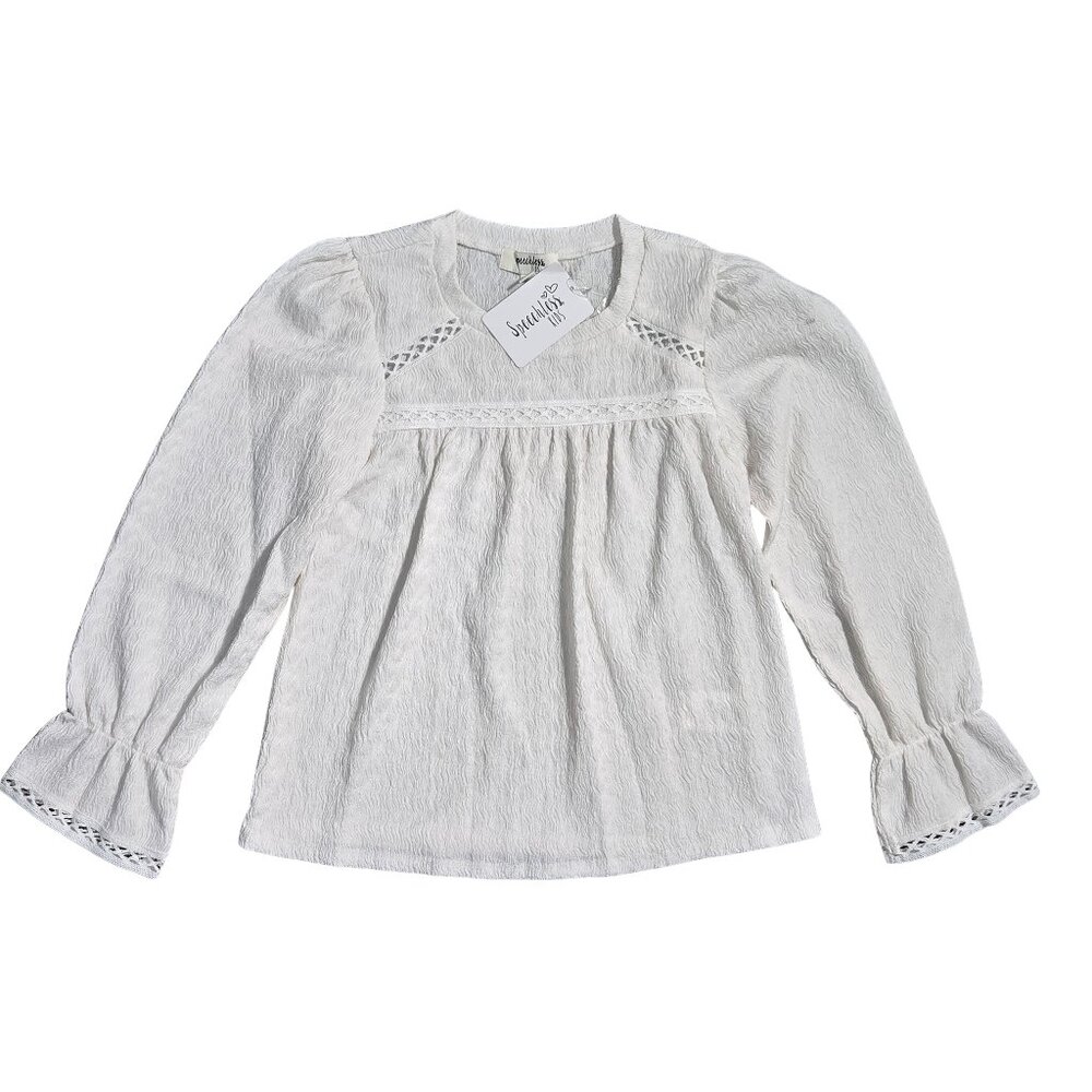 NWT | Speechless Kids Textured Long Sleeve Crochet Top | White | Medium